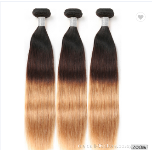 Brazilian ombre hair extensions 1b/4/27 ombre virgin peruvian straight human hair weave bundles cuticle aligned  virgin hair